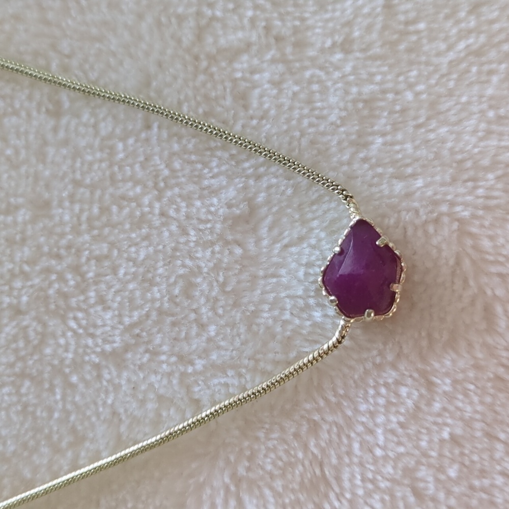 Kendra Scott “Mara” Necklace Purple Jade Gold Choker Vintage